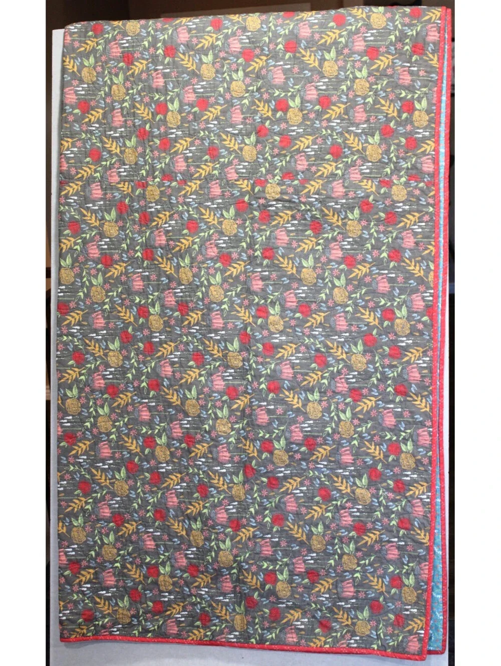 Vtg Handmade Pieced Quilt Classic Mini Churn Dash Fall Theme Queen 68x78